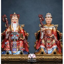 แปะกงแปะม่า ปุนเถ้ากงปุนเถ้าม่า เทพเจ้าที่จีน ปางประทับนั่งบัลลังก์มังกร งานเรซิ่น ขนาด 12/16/19/26 นิ้ว