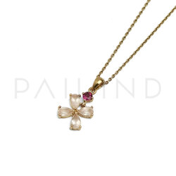 จี้เงินแท้ 925 ประดับพลอยแท้เกรดคุณภาพ RHODOLITE GARNET/ROSE QUARTZ ชุบทอง1ไมครอน
