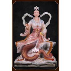 พระแม่หนี่วา เจ้าแม่หนี่วา เทพมารดาแห่งชาวจีน ปางนั่งบัลลังก์ งานหินอ่อนคุณภาพสูง ขนาด 12/16/19/26 นิ้ว