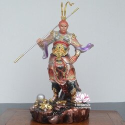 ไต่เสี่ยฮุกโจ้ว ไต่เส่งปุดจ้อ เจ่เทียนไต่เซ่ง เห้งเจีย ฉีเทียนต้าเซิ่น ปางยืนประทานทรัพย์ งานเรซิ่น ขนาด 16 นิ้ว