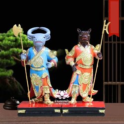 ยมบาลหัววัวหัวม้า ยมทูตหัววัวหน้าม้า งานเรซิ่น ขนาด 12/16 นิ้ว