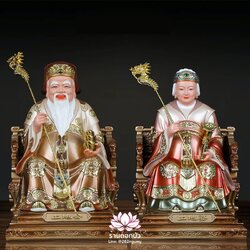 แปะกงแปะม่า ปุนเถ้ากงปุนเถ้าม่า เทพเจ้าที่จีน ปางประทับนั่งบัลลังก์มังกร งานเรซิ่นคุณภาพสูง ขนาด 12/16/19 นิ้ว