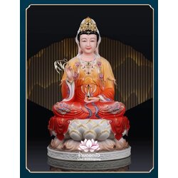 พระโพธิสัตว์กวนอิม พระแม่กวนอิมปางประทานพร ประทับนั่งบนดอกบัว งานหินอ่อน ขนาด 16/19/26/36 นิ้ว