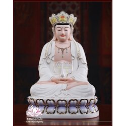 พีลูกวนอิม พระโพธิสัตว์กวนอิมปางสำเร็จธรรม ลงสีขลิบทอง ขนาด 12/16/18 นิ้ว