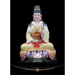 พระมหาสถามปราปต์โพธิสัตว์ ไต่ซีจีผ่อสัก ปางประทับนั่งดอกบัว งานกระเบื้องฮกเกี้ยน ขนาด 12/16/19 นิ้ว