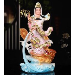 พระโพธิสัตว์กวนอิมปางเหยียบมังกร พระแม่กวนอิมยืนมังกร งานเรซิ่น ขนาด 16 นิ้ว