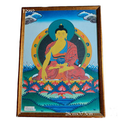 💥SALE!💥ภาวาดทังก้าทิเบต-พระศากยมุนี - (เข้ากรอบกระจกแล้ว) งานเก่า