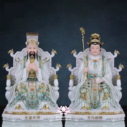 เง็กเซียนฮ่องเต้ หยกอ๋องส่องเต่ และ พระนางซีหวังหมู่ กิมบ้อเนี่ยเนี้ย งานหินอ่อนคุณภาพสูง ขนาด 12/16/19/26 นิ้ว