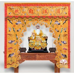 ม่านพระ ม่านหน้าโต๊ะไหว้เจ้า ม่านประตูต้อนรับเทพเจ้า ลายนกกระเรียน สั่งทำตามขนาด Line: @262nguwy