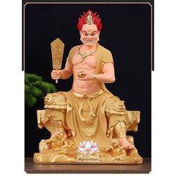 ไต่สือเอี๊ย พ้อต่อกง กวนอิมไต่ซือ เทพเจ้าสายนรก ปางนั่งเหยียบบริวาร งานเรซิ่น ขนาด 12/16/19/26 นิ้ว