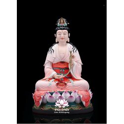 พระมหาสถามปราปต์โพธิสัตว์ ไต่ซีจีผ่อสัก ปางประทับนั่งดอกบัว งานกระเบื้องฮกเกี้ยน ขนาด 12/16/19 นิ้ว