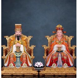 เง็กเซียนฮ่องเต้ หยกอ๋องส่องเต่ และ พระนางซีหวังหมู่ กิมบ้อเนี่ยเนี้ย งานหินอ่อนคุณภาพสูง ขนาด 16/19/26 นิ้ว