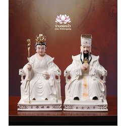 เง็กเซียนฮ่องเต้ หยกอ๋องส่องเต่ และพระนางซีหวังหมู่ กิมบ้อเนี่ยเนี้ย ประทับนั่งบัลลังก์มังกร ขนาด 12/16/19 นิ้ว