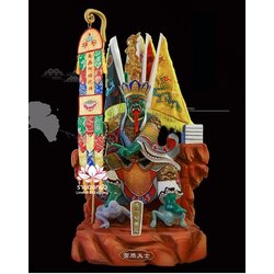 ไต่สือเอี๊ย พ้อต่อกง กวนอิมไต่ซือ เทพเจ้าสายนรก ปางนั่งเหยียบบริวาร งานเรซิ่นคุณภาพสูง ขนาด 26 นิ้ว