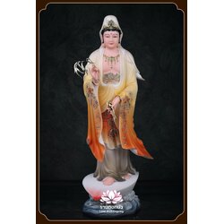 พระโพธิสัตว์กวนอิม พระแม่กวนอิมปางประทานพร ประทับยืนบนกลีบบัว งานหินอ่อนคุณภาพสูง ขนาด 16/19/26/35/51 นิ้ว