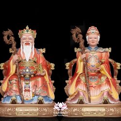 แปะกงแปะม่า ปุนเถ้ากงปุนเถ้าม่า เทพเจ้าที่จีน ปางประทับนั่งบัลลังก์มังกร งานเรซิ่นคุณภาพสูง ขนาด 12/16/19/26/36 นิ้ว