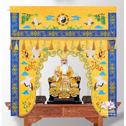ม่านพระ ม่านหน้าโต๊ะไหว้เจ้า ม่านประตูต้อนรับเทพเจ้า ลายนกและสิ่งมงคลทั้งแปด สั่งทำตามขนาด Line: @262nguwy