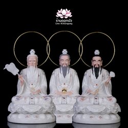 ศาสดาเต๋า ซำเช้งเต๋าจ้อ โตเต็กเทียนจุน หรือไท่ส่องโล้กุ๊น หง่วนซี่เทียนจุน เล็งโป้เทียนจุน ประทับนั่งบนดอกบัว ขนาด 12/16/19/26 นิ้ว