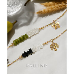 สร้อยข้อมือเงินแท้925 ประดับหินมงคล 2แบบ 2สไตล์ พร้อมจี้ Charm สื่อความหมาย ชุบทอง1ไมครอน