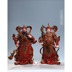 เทพเจ้ากวนอู และพระเวทโพธิสัตว์ (อุ่ยท้อผ่อสัก) ขนาด 14/18/20 นิ้ว สีแดง