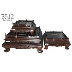 กี๋ ตั่งหรือฐานไม้ขนาดเล็ก ฐานสี่เหลี่ยมมีซุ้มรั้ว-B512-