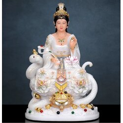 พระแม่หนี่วา เจ้าแม่หนี่วา เทพมารดาแห่งชาวจีน ปางนั่งพร้อมงูบริวาร งานหินอ่อนคุณภาพสูง ขนาด 12/16/19/26 นิ้ว