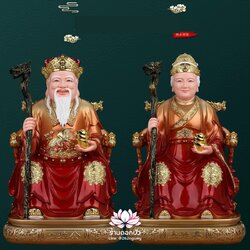 แปะกงแปะม่า ปุนเถ้ากงปุนเถ้าม่า เทพเจ้าที่จีน ปางประทับนั่งบัลลังก์มังกร งานเรซิ่น ขนาด 12/16/19 นิ้ว