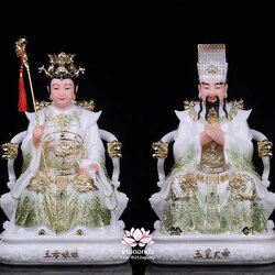 เง็กเซียนฮ่องเต้ หยกอ๋องส่องเต่ และ พระนางซีหวังหมู่ กิมบ้อเนี่ยเนี้ย งานหินอ่อนคุณภาพสูง ขนาด 12/16/19/26 นิ้ว