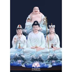 พระพุทธเจ้า (พระยูไล) พระโพธิสัตว์กวนอิม (กวนอิมผ่อสัก) พระกษิติครรภโพธิสัตว์ (ตี่จั่งอ๊วงผ่อสัก) และพระศรีอริยเมตไตรย (หมีเล่อฝอ) ขนาด 16 นิ้ว