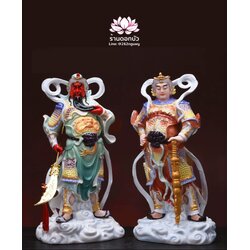 เทพเจ้ากวนอู และพระเวทโพธิสัตว์ (อุ่ยท้อผ่อสัก) ขนาด 14 นิ้ว ลงสีขลิบทอง