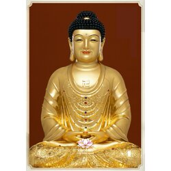 พระพุทธเจ้า พระยูไล ปางประทับนั่งบนบัลลังก์ดอกบัว เนื้อสีทอง งานเรซิ่น ขนาด 12/16/19/26 นิ้ว