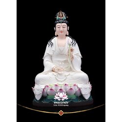 พระมหาสถามปราปต์โพธิสัตว์ ไต่ซีจีผ่อสัก ปางประทับนั่งดอกบัว งานกระเบื้องฮกเกี้ยน ขนาด 12/16/19 นิ้ว