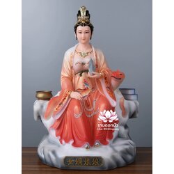 พระแม่หนี่วา เจ้าแม่หนี่วา เทพมารดาแห่งชาวจีน ปางนั่งพร้อมงูบริวาร งานหินอ่อนคุณภาพสูง ขนาด 12/16/19 นิ้ว