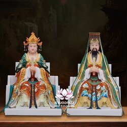 เง็กเซียนฮ่องเต้ หยกอ๋องส่องเต่ และ พระนางซีหวังหมู่ กิมบ้อเนี่ยเนี้ย งานหินอ่อนคุณภาพสูง ขนาด 12/16/19/26 นิ้ว