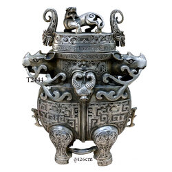 โถ แจกัน กระถางจุดกำยาน ของตกแต่งบ้านสัญลักษณ์มงคลจีน สูง 26cm