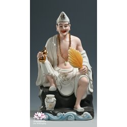 พระอรหันต์จี้กง เต้าจี้ฉานซือ งานกระเบื้องฮกเกี้ยน สีขาวขลิบทอง ขนาด 16 นิ้ว