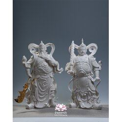 เทพเจ้ากวนอู และพระเวทโพธิสัตว์ (อุ่ยท้อผ่อสัก) ขนาด 14/18/20 นิ้ว สีขาว