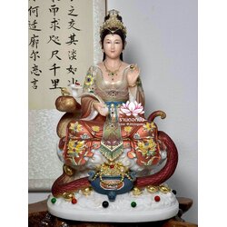 พระแม่หนี่วา เจ้าแม่หนี่วา เทพมารดาแห่งชาวจีน ปางนั่งพร้อมงูบริวาร งานหินอ่อนคุณภาพสูง ขนาด 12/16/19/26 นิ้ว