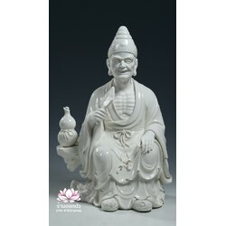 พระอรหันต์จี้กง เต้าจี้ฉานซือ งานกระเบื้องฮกเกี้ยน สีขาวเคลือบเงา ขนาด 18 นิ้ว