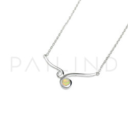 สร้อยคอเงินแท้ 925 ประดับพลอย OPALและMCZ ชุบเงิน