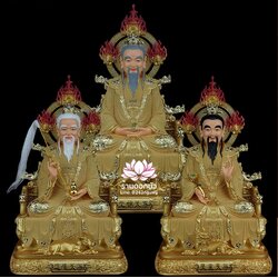 ซำเช้งเต๋าจ้อ โตเต็กเทียนจุน หรือไท่ส่องโล้กุ๊น หง่วนซี่เทียนจุน เล็งโป้เทียนจุน งานเรซิ่นพ่นทราย ขนาด 12/16/19 นิ้ว