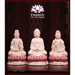 พระอมิตาภพุทธะ (พระยูไล), พระโพธิสัตว์กวนอิม (กวนอิมผ่อสัก), พระมหาสถามปราปต์โพธิสัตว์ (ไต่ซีจี่ผ่อสัก) ขนาด 11 นิ้ว
