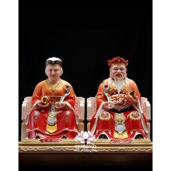 แปะกงแปะม่า ปุนเถ้ากงปุนเถ้าม่า เทพเจ้าที่ตี่จู้เอี๊ยะ ปางประทับนั่งบัลลังก์ ขนาด 14 นิ้ว