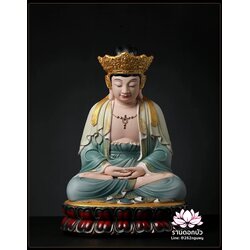 พีลูกวนอิม พระโพธิสัตว์กวนอิมปางสำเร็จธรรม งานช่างฝีมือระดับอาจารย์ วาดลวดลายปิดทอง ขนาด 18 นิ้ว