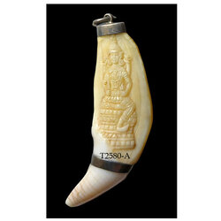 เขี้ยวหมี(เต็มเขี้ยว) แกะรูปพระอินทร์--BPT2580-A