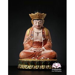 พีลูกวนอิม พระโพธิสัตว์กวนอิมปางสำเร็จธรรม งานช่างฝีมือระดับอาจารย์ วาดลวดลายปิดทอง ขนาด 18 นิ้ว