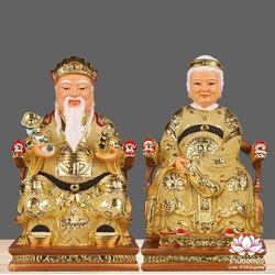 แปะกงแปะม่า ปุนเถ้ากงปุนเถ้าม่า เทพเจ้าที่จีน งานเรซิ่นพ่นทราย ขนาด 12 นิ้ว