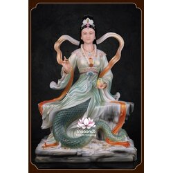 พระแม่หนี่วา เจ้าแม่หนี่วา เทพมารดาแห่งชาวจีน ปางนั่งบัลลังก์ งานหินอ่อนคุณภาพสูง ขนาด 12/16/19/26 นิ้ว