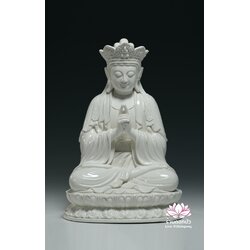 พีลูกวนอิม พระโพธิสัตว์กวนอิมปางสำเร็จธรรม สีขาวเคลือบเงา ขนาด 18 นิ้ว