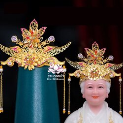 หมวกเทพเจ้าฝ่ายหญิง หมวกเทพนารี หมวกเทวนารี หมวกเจ้าแม่ หมวกพระหญิง หมวกกิมซิ้น หมวกพระจีน